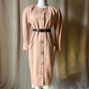 Vintage Guy Laroche Paris Peach Wool Coat Minimal Button Front EU 36